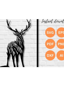 Intra απο ξύλο plywood  Χρώμα wenge 3mm-4mm πάχος - κοπής με λέιζερ Deer Wall Art DFX Δίασταση 40x50 cm INTRAFABR-99745037