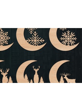 Intra απο ξύλο plywood  Χρώμα wenge 3mm-4mm πάχος - Πακέτο Deers in the Forest Moon Δίασταση 25x25 cm INTRAFABR-88204815