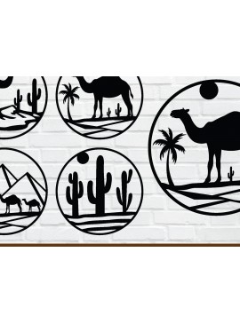 Intra απο ξύλο plywood  Χρώμα wenge 3mm-4mm πάχος - με λέιζερ τοίχου σκηνής της ερήμου Δίασταση 40x50 cm INTRAFABR-124960084