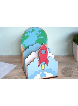 Intra απο ξύλο plywood  Χρώμα wenge 3mm-4mm πάχος - Οργανωτής γραφείου | Πύραυλος | CNC Δίασταση 30x20 cm INTRAFABR-96053659