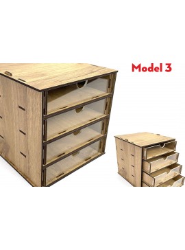 Σετ των 2 Intra απο ξύλο plywood  Χρώμα wenge 3mm-4mm πάχος - Desktop Organizer , Hobby Storage Box Δίασταση 15x15 cm INTRAFABR-123621048