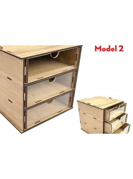 Σετ των 2 Intra απο ξύλο plywood  Χρώμα wenge 3mm-4mm πάχος - Desktop Organizer , Hobby Storage Box Δίασταση 15x15 cm INTRAFABR-123621051