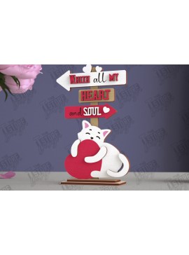 Σετ των 2 Intra απο ξύλο plywood  Χρώμα wenge 3mm-4mm πάχος - Επιτραπέζιο Πινακίδα κατεύθυνσης Αγίου Βαλεντίνου|CNC Δίασταση 20x20 cm INTRAFABR-109399047