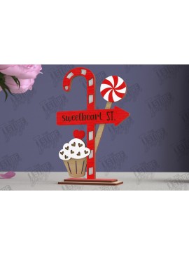 Σετ των 2 Intra απο ξύλο plywood  Χρώμα wenge 3mm-4mm πάχος - Επιτραπέζιο Πινακίδα κατεύθυνσης Αγίου Βαλεντίνου|CNC Δίασταση 20x20 cm INTRAFABR-109399349