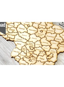 Intra απο ξύλο plywood  Χρώμα wenge 3mm-4mm πάχος - Λεπτομερής χάρτης της Λιθουανίας από Laser Δίασταση 30x20 cm INTRAFABR-56749670