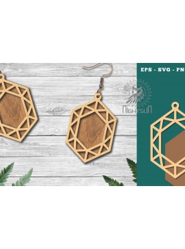 Σετ των 3 Intra απο ξύλο plywood  Χρώμα wenge 3mm-4mm πάχος - Διαμαντένια σκουλαρίκια κοπής με λέιζερ 3 Δίασταση 3x3 cm INTRAFABR-110258816