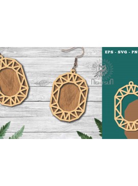 Σετ των 3 Intra απο ξύλο plywood  Χρώμα wenge 3mm-4mm πάχος - Διαμαντένια σκουλαρίκια κοπής με λέιζερ 4 Δίασταση 3x3 cm INTRAFABR-110258846