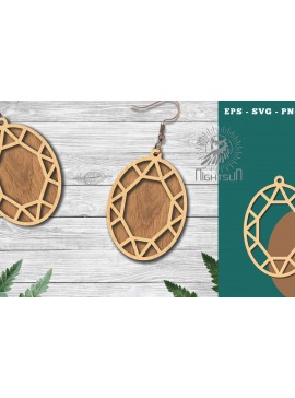 Σετ των 3 Intra απο ξύλο plywood  Χρώμα wenge 3mm-4mm πάχος - Διαμαντένια σκουλαρίκια κοπής με λέιζερ 7 Δίασταση 3x3 cm INTRAFABR-110258965