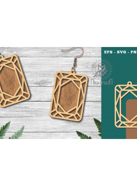 Σετ των 3 Intra απο ξύλο plywood  Χρώμα wenge 3mm-4mm πάχος - Σκουλαρίκια κοπής με λέιζερ με διαμάντια 8 Δίασταση 3x3 cm INTRAFABR-110258980