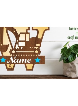 Intra απο ξύλο plywood  Χρώμα wenge 3mm-4mm πάχος - Digger Capital Monogram Letter W Δίασταση 30x20 cm INTRAFABR-79137675