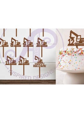 Σετ των 2 Intra απο ξύλο plywood  Χρώμα wenge 3mm-4mm πάχος - Digger Number Cake Toppers, 13 σχέδια Δίασταση 20x20 cm INTRAFABR-109736807