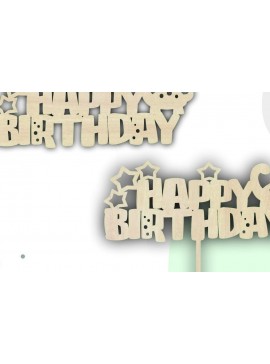 Σετ των 2 Intra απο ξύλο plywood  Χρώμα wenge 3mm-4mm πάχος - Dino Happy Birthday Cake Topper Δίασταση 20x20 cm INTRAFABR-116039959