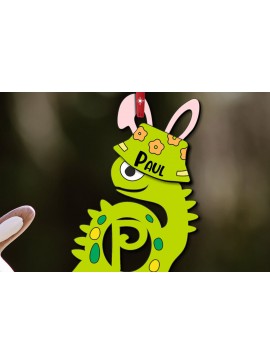 Σετ των 2 Intra απο ξύλο plywood  Χρώμα wenge 3mm-4mm πάχος - Dino Letter P Πασχαλινό Στολίδι Καλάθι Δίασταση 6x6 cm INTRAFABR-112859401