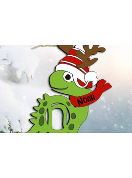 Σετ των 2 Intra απο ξύλο plywood  Χρώμα wenge 3mm-4mm πάχος - Χριστουγεννιάτικο εορταστικό στολίδι Dino N Letter Δίασταση 6x6 cm INTRAFABR-124512882