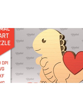 Intra απο ξύλο plywood  Χρώμα wenge 3mm-4mm πάχος - Dino Wooden Puzzle Δίασταση 30x20 cm INTRAFABR-90040359