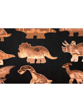 Σετ των 2 Intra απο ξύλο plywood  Χρώμα wenge 3mm-4mm πάχος - Πακέτο 3D Layered Dinosaur Δίασταση 6x6 cm INTRAFABR-90039560