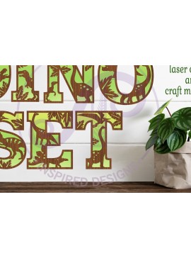 Intra απο ξύλο plywood  Χρώμα wenge 3mm-4mm πάχος - Dinosaur Alphabet Letter Set 2 Layer X50 Δίασταση 30x20 cm INTRAFABR-90039821