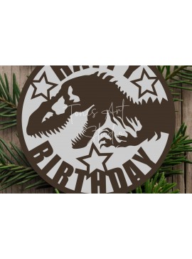 Intra απο ξύλο plywood  Χρώμα wenge 3mm-4mm πάχος - Dinosaur Cake Topper , Γενέθλια T-Rex Δίασταση 40x50 cm INTRAFABR-114051436