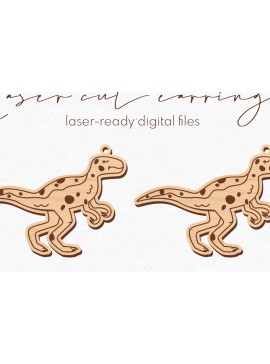 Σετ των 3 Intra απο ξύλο plywood  Χρώμα wenge 3mm-4mm πάχος - κοπής με λέιζερ σκουλαρίκια Dinosaur Δίασταση 3x3 cm INTRAFABR-84899892