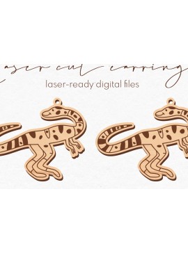 Σετ των 3 Intra απο ξύλο plywood  Χρώμα wenge 3mm-4mm πάχος - κοπής με λέιζερ σκουλαρίκια Dinosaur Δίασταση 3x3 cm INTRAFABR-96500354