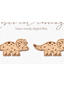 Σετ των 3 Intra απο ξύλο plywood  Χρώμα wenge 3mm-4mm πάχος - κοπής με λέιζερ σκουλαρίκια Dinosaur Δίασταση 3x3 cm INTRAFABR-96500319