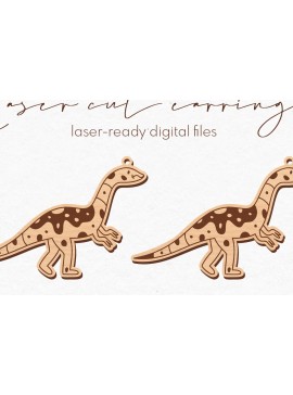 Σετ των 3 Intra απο ξύλο plywood  Χρώμα wenge 3mm-4mm πάχος - κοπής με λέιζερ σκουλαρίκια Dinosaur Δίασταση 3x3 cm INTRAFABR-96500326