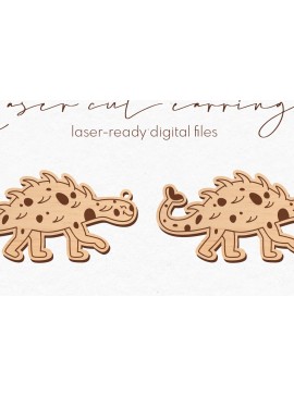 Σετ των 3 Intra απο ξύλο plywood  Χρώμα wenge 3mm-4mm πάχος - κοπής με λέιζερ σκουλαρίκια Dinosaur Δίασταση 3x3 cm INTRAFABR-96500335