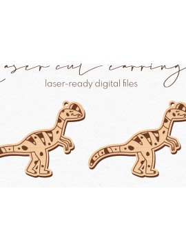 Σετ των 3 Intra απο ξύλο plywood  Χρώμα wenge 3mm-4mm πάχος - κοπής με λέιζερ σκουλαρίκια Dinosaur Δίασταση 3x3 cm INTRAFABR-96500339