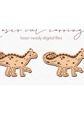 Σετ των 3 Intra απο ξύλο plywood  Χρώμα wenge 3mm-4mm πάχος - κοπής με λέιζερ σκουλαρίκια Dinosaur Δίασταση 3x3 cm INTRAFABR-96500345