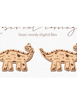 Σετ των 3 Intra απο ξύλο plywood  Χρώμα wenge 3mm-4mm πάχος - κοπής με λέιζερ σκουλαρίκια Dinosaur Δίασταση 3x3 cm INTRAFABR-96500308