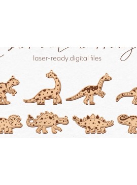 Σετ των 3 Intra απο ξύλο plywood  Χρώμα wenge 3mm-4mm πάχος - κοπής με λέιζερ σκουλαρίκια Dinosaur Δίασταση 3x3 cm INTRAFABR-101091809