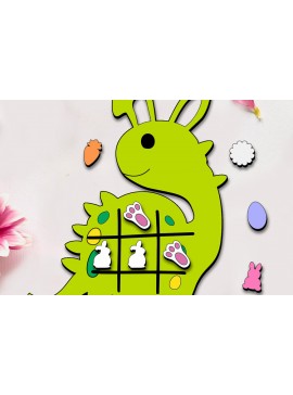 Σετ των 2 Intra απο ξύλο plywood  Χρώμα wenge 3mm-4mm πάχος - Dinosaur Easter Tic Tac Toe Kid Game Δίασταση 15x15 cm INTRAFABR-36835294