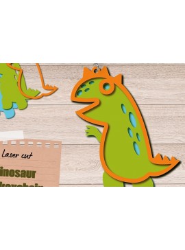 Σετ των 3 Intra απο ξύλο plywood  Χρώμα wenge 3mm-4mm πάχος - Μπρελόκ Dinosaur, Dino 3d Δίασταση 3x3 cm INTRAFABR-122404982