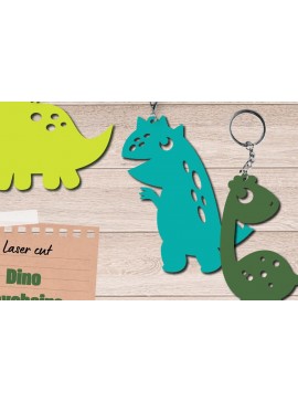 Σετ των 3 Intra απο ξύλο plywood  Χρώμα wenge 3mm-4mm πάχος - Μπρελόκ Dinosaur, κοπής με λέιζερ Dino Δίασταση 3x3 cm INTRAFABR-122357498