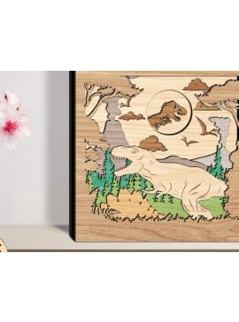 Σετ των 2 Intra απο ξύλο plywood  Χρώμα wenge 3mm-4mm πάχος - αποκοπής με στρώματα δεινοσαύρων - Break Jhon Δίασταση 20x20 cm INTRAFABR-99135900