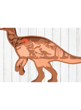 Σετ των 2 Intra απο ξύλο plywood  Χρώμα wenge 3mm-4mm πάχος - Dinosaur Layered Wall Art Δίασταση 6x6 cm INTRAFABR-99135935