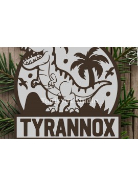 Intra απο ξύλο plywood  Χρώμα wenge 3mm-4mm πάχος - Σήμα ονόματος δεινοσαύρου , Laser δεινοσαύρων Δίασταση 40x50 cm INTRAFABR-99136014