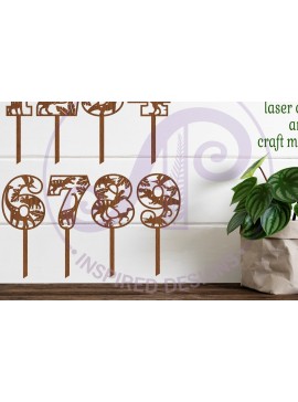 Intra απο ξύλο plywood  Χρώμα wenge 3mm-4mm πάχος - Dinosaur Number Cake Toppers Files Δίασταση 30x20 cm INTRAFABR-28214960