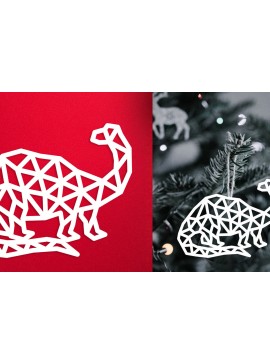 Σετ των 2 Intra απο ξύλο plywood  Χρώμα wenge 3mm-4mm πάχος - Δεινόσαυρος | Χριστουγεννιάτικο στολίδι λέιζερ Δίασταση 6x6 cm INTRAFABR-119391256