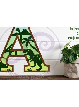 Intra απο ξύλο plywood  Χρώμα wenge 3mm-4mm πάχος - Dinosaurs Large a Wall Letter 3 Layer Δίασταση 30x20 cm INTRAFABR-119252321