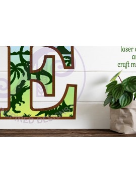 Intra απο ξύλο plywood  Χρώμα wenge 3mm-4mm πάχος - Dinosaurs Large E Wall Letter 3 Layer Δίασταση 30x20 cm INTRAFABR-103588311