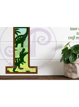 Intra απο ξύλο plywood  Χρώμα wenge 3mm-4mm πάχος - Dinosaurs Large I Wall Letter 3 Layer Δίασταση 30x20 cm INTRAFABR-26094133