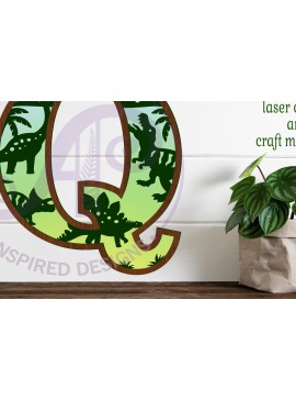 Intra απο ξύλο plywood  Χρώμα wenge 3mm-4mm πάχος - Dinosaurs Large Q Wall Letter 3 Layer Δίασταση 30x20 cm INTRAFABR-25964386
