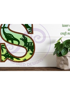 Intra απο ξύλο plywood  Χρώμα wenge 3mm-4mm πάχος - Dinosaurs Large S Wall Letter 3 Layer Δίασταση 30x20 cm INTRAFABR-101645738