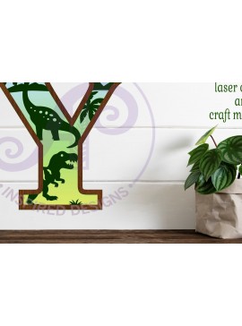 Intra απο ξύλο plywood  Χρώμα wenge 3mm-4mm πάχος - Dinosaurs Large Y Wall Letter 3 Layer Δίασταση 30x20 cm INTRAFABR-25964348