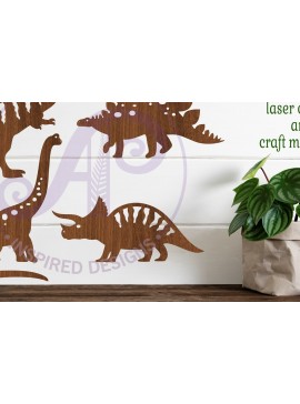 Intra απο ξύλο plywood  Χρώμα wenge 3mm-4mm πάχος - Σχήματα κοπής με λέιζερ Silhouette Dinosaurs 4 Δίασταση 30x20 cm INTRAFABR-38104653