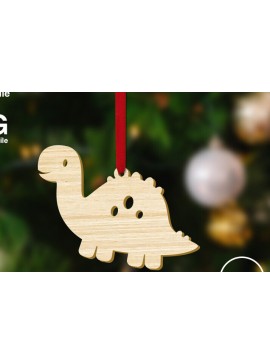 Σετ των 2 Intra απο ξύλο plywood  Χρώμα wenge 3mm-4mm πάχος - Χριστουγεννιάτικη διακόσμηση Diplodocus Baby Dinosaur Δίασταση 5x2 cm INTRAFABR-84108851