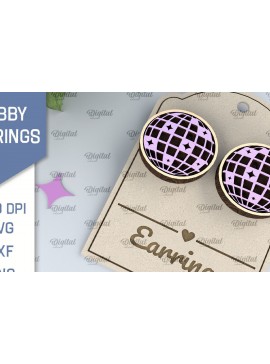 Σετ των 3 Intra απο ξύλο plywood  Χρώμα wenge 3mm-4mm πάχος - Disco Ball Σκουλαρίκια με λέιζερ Δίασταση 3x3 cm INTRAFABR-84108408