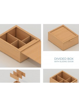 Intra απο ξύλο plywood  Χρώμα wenge 3mm-4mm πάχος - Διαιρεμένο κουτί με συρόμενη πόρτα, Δίασταση 30x20 cm INTRAFABR-111446431