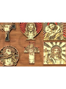 Intra απο ξύλο plywood  Χρώμα wenge 3mm-4mm πάχος - Σετ Divine Jesus – Layered Grace Δίασταση 40x50 cm INTRAFABR-112154424
